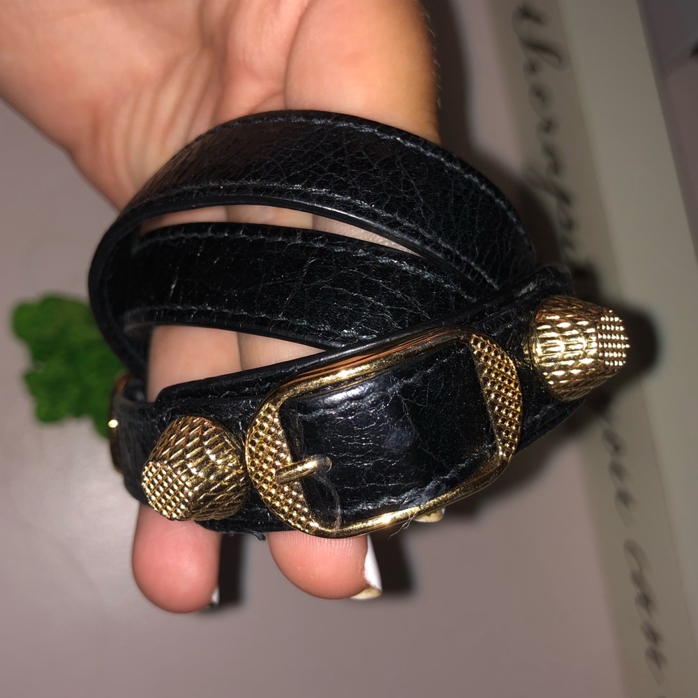 Balenciaga Leather Giant Double Wrap Bracelet